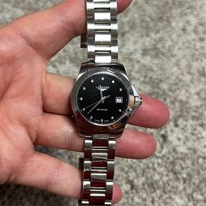 Longines Conquest unisex diamond watch stainless with black dial
